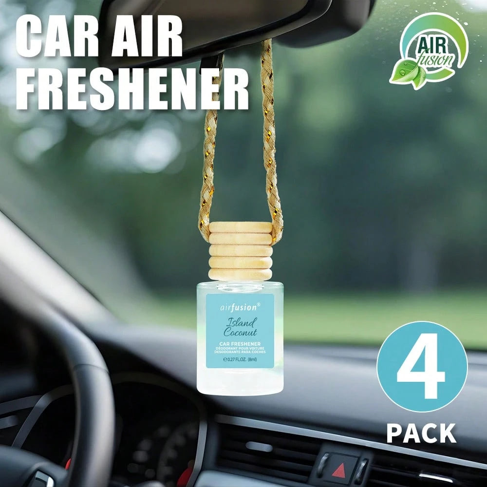 AIR FUSION 4 Pack Hanging Car Air Freshener & Diffuser| 120-Day Long-Lasting Fragrance| 17 Fragrances All Ages