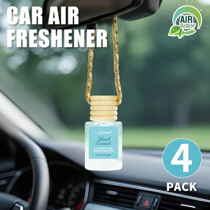 AIR FUSION 4 Pack Hanging Car Air Freshener & Diffuser| 120-Day Long-Lasting Fragrance| 17 Fragrances All Ages