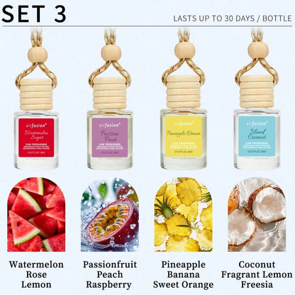 AIR FUSION 4 Pack Hanging Car Air Freshener & Diffuser| 120-Day Long-Lasting Fragrance| 17 Fragrances All Ages