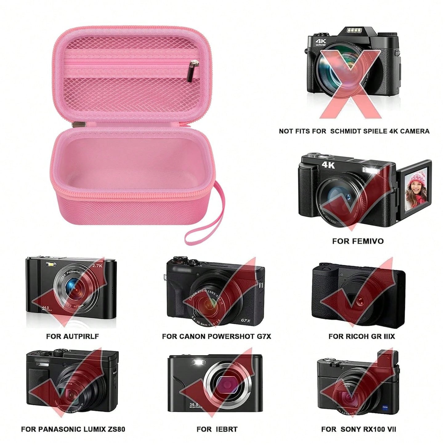 ALKOO Digital Camera Bag Suitable For 4K Vlog Camera, Portable EVA Storage Bag With Mesh Pocket And Handle, Travel And Daily Carry Camera Case (Case Only)