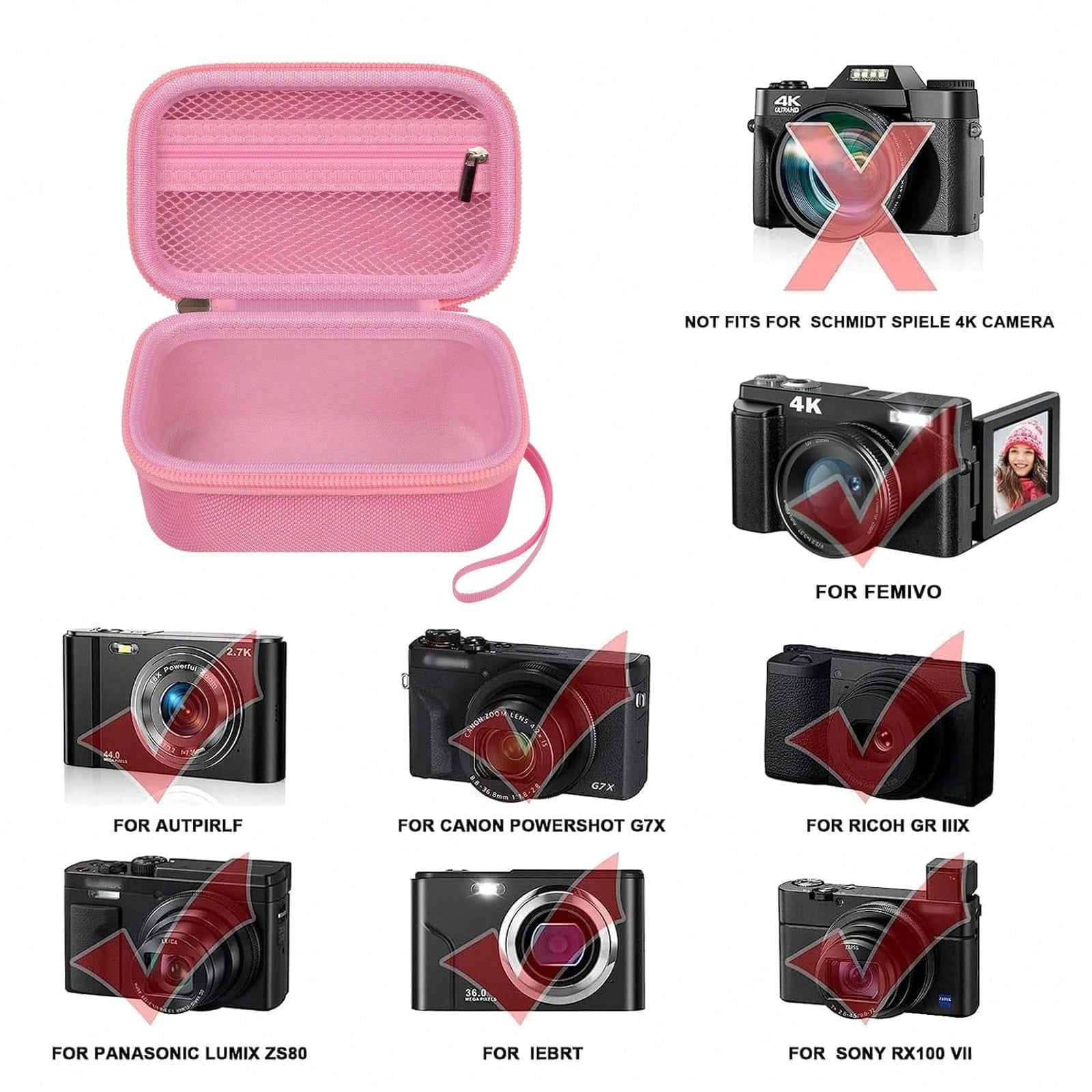 ALKOO Digital Camera Bag Suitable For 4K Vlog Camera, Portable EVA Storage Bag With Mesh Pocket And Handle, Travel And Daily Carry Camera Case (Case Only)