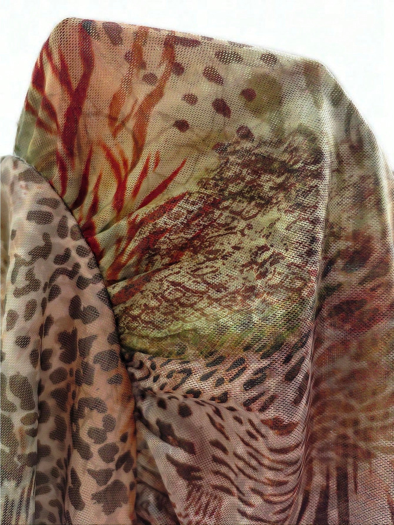 Allurite Asymmetrical Hem Leopard Print Green Halter Neck, Women's Vacation Green Leopard Print Dress