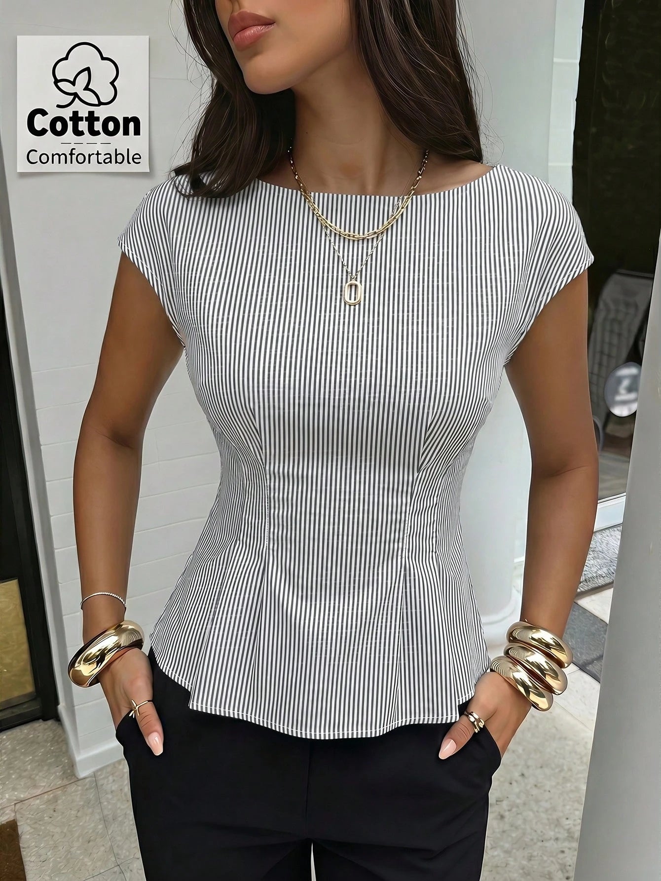 Aloruh Women's Puff Sleeve Pleated Waist Fashionable Blouse Teacher Outfits For Women Teacher Teacher Outfits Casual Women Business Casual Business Casual Women Teacher Shirts Simple And Elegant Slim