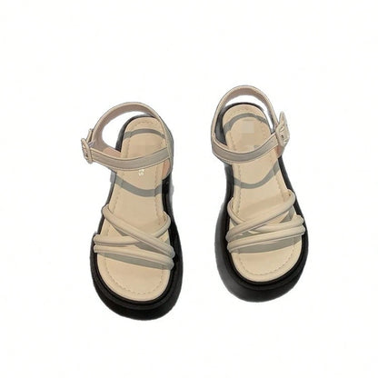 American-Style Thick-Soled Height-Increasing Silver Sandals For Women, New Summer Model, Suitable For Pairing With Skirts