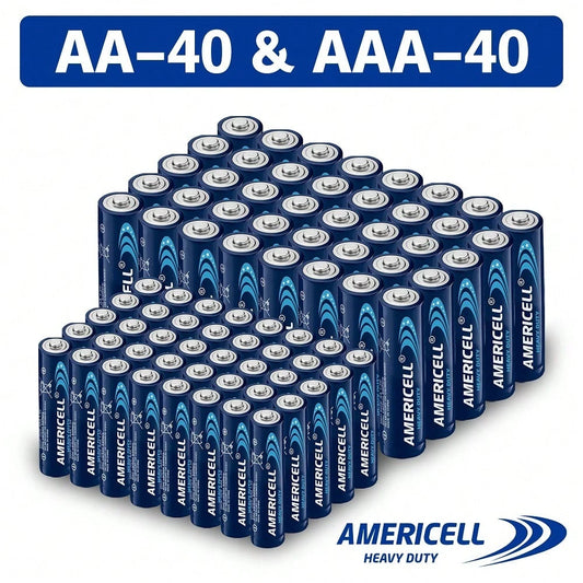 AMERICELL 80 Pcs AA & AAA Combo Pack Batteries, AMERICELL 1.5V Carbon Battery, Suitable For Keyboards, Clocks, Remote Controls, Toys, Flashlights, Razors, Alarm Clocks, Disposable Battery, Non-Recharg