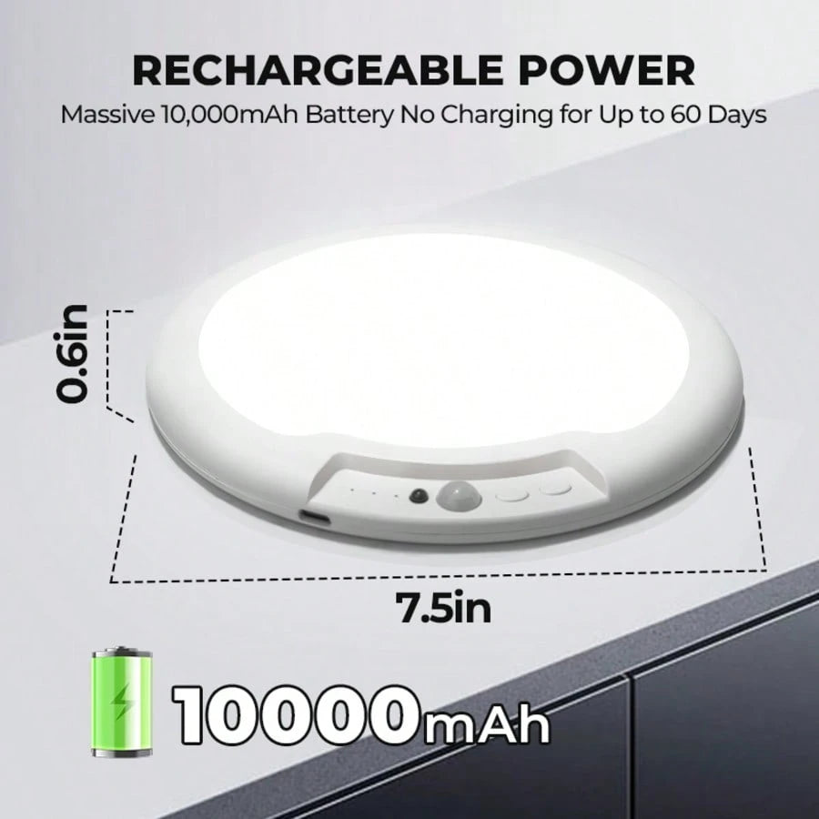 AMILL 2 Pack/ 1 Pack Rechargeable Motion Sensor Ceiling Light With Remote, Battery Operated, Wireless LED Overhead Light, No Wiring, 3 Color Dimmable Indoor Lamp For Closet, Shower, Pantry, Shed, Hall