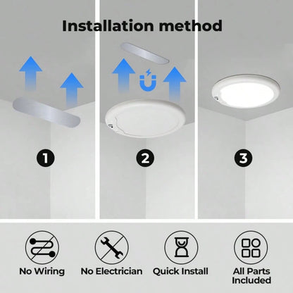 AMILL 2 Pack/ 1 Pack Rechargeable Motion Sensor Ceiling Light With Remote, Battery Operated, Wireless LED Overhead Light, No Wiring, 3 Color Dimmable Indoor Lamp For Closet, Shower, Pantry, Shed, Hall