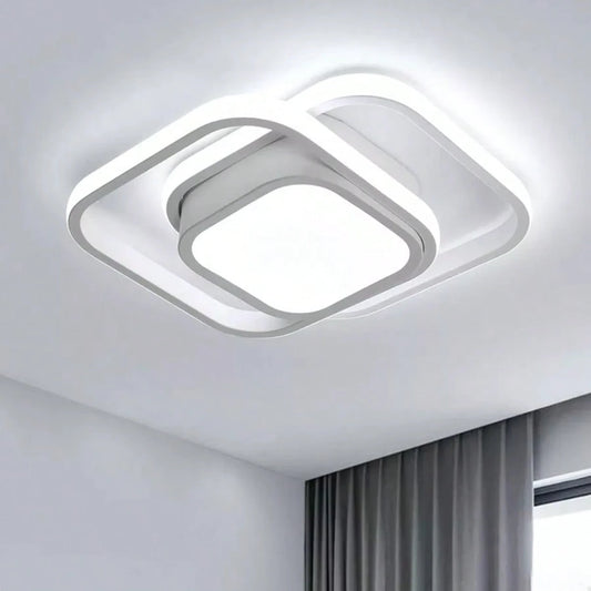 AMILL Led Ceiling Light Semi-Flush Mount Installation Modern Contemporary Design, Sleek Light Fixture Ceiling Decor, Square Close To Ceiling Lights For Living Room, Bedroom, Bathroom, Kitchen