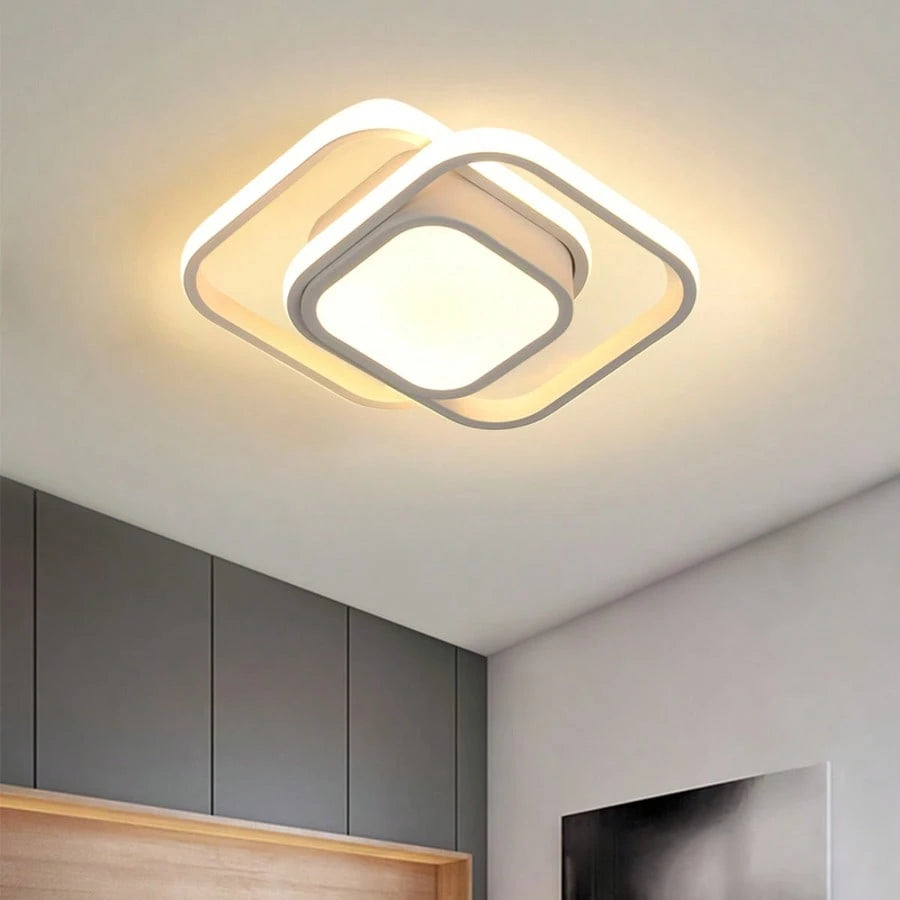 AMILL Led Ceiling Light Semi-Flush Mount Installation Modern Contemporary Design, Sleek Light Fixture Ceiling Decor, Square Close To Ceiling Lights For Living Room, Bedroom, Bathroom, Kitchen