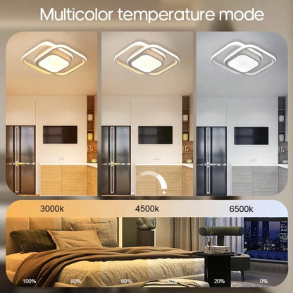 AMILL Led Ceiling Light Semi-Flush Mount Installation Modern Contemporary Design, Sleek Light Fixture Ceiling Decor, Square Close To Ceiling Lights For Living Room, Bedroom, Bathroom, Kitchen