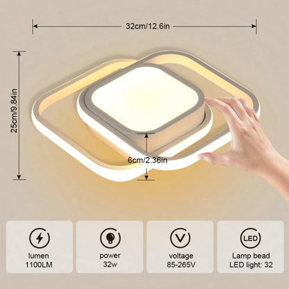 AMILL Led Ceiling Light Semi-Flush Mount Installation Modern Contemporary Design, Sleek Light Fixture Ceiling Decor, Square Close To Ceiling Lights For Living Room, Bedroom, Bathroom, Kitchen