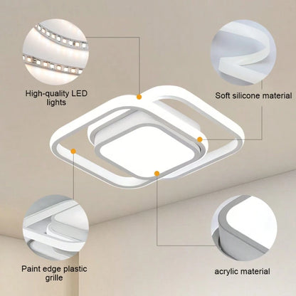 AMILL Led Ceiling Light Semi-Flush Mount Installation Modern Contemporary Design, Sleek Light Fixture Ceiling Decor, Square Close To Ceiling Lights For Living Room, Bedroom, Bathroom, Kitchen