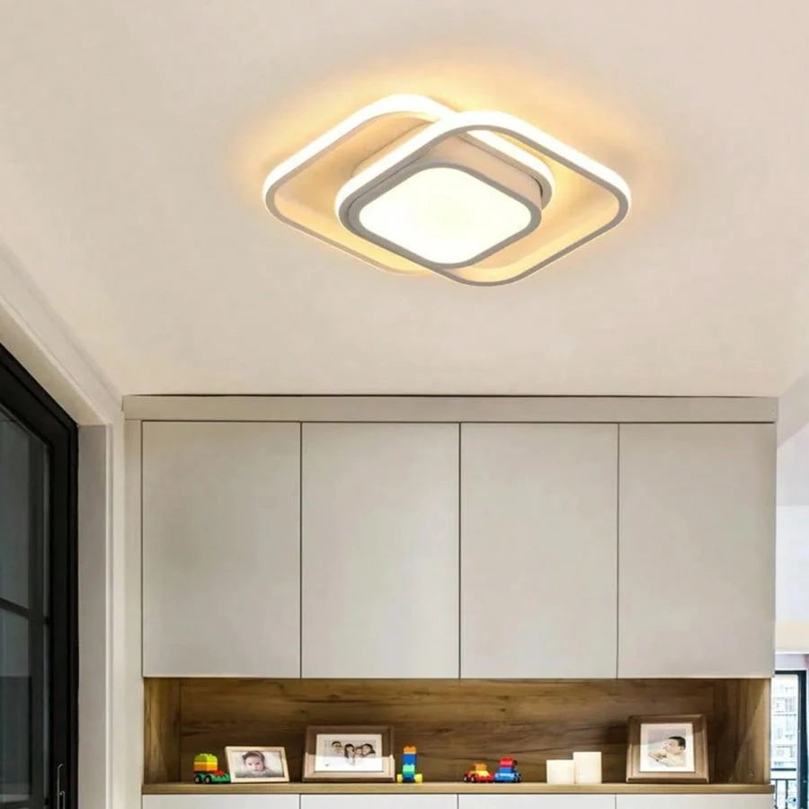 AMILL Led Ceiling Light Semi-Flush Mount Installation Modern Contemporary Design, Sleek Light Fixture Ceiling Decor, Square Close To Ceiling Lights For Living Room, Bedroom, Bathroom, Kitchen
