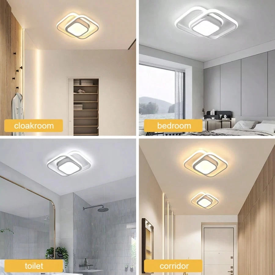 AMILL Led Ceiling Light Semi-Flush Mount Installation Modern Contemporary Design, Sleek Light Fixture Ceiling Decor, Square Close To Ceiling Lights For Living Room, Bedroom, Bathroom, Kitchen