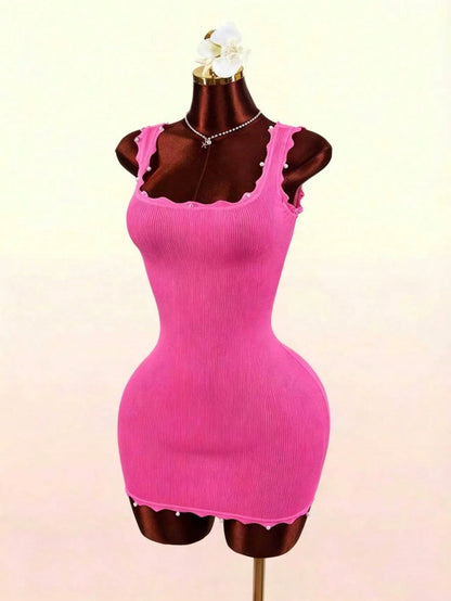 Amplova 2026 New Vacation Wave Collar & Hem Bodycon Mini Dress For Women,Dresses For Women Summer