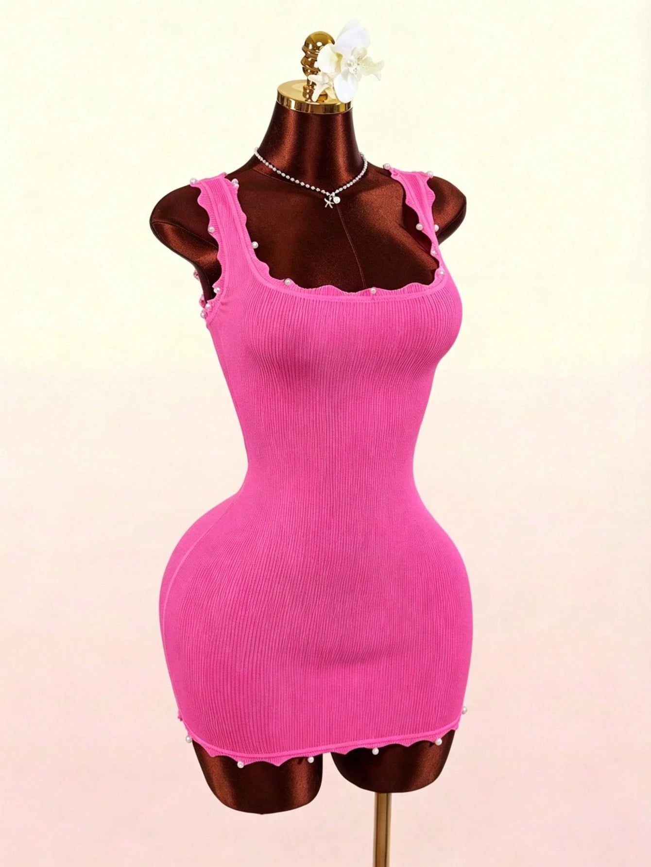 Amplova 2026 New Vacation Wave Collar & Hem Bodycon Mini Dress For Women,Dresses For Women Summer