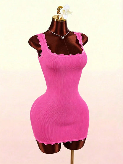 Amplova 2026 New Vacation Wave Collar & Hem Bodycon Mini Dress For Women,Dresses For Women Summer