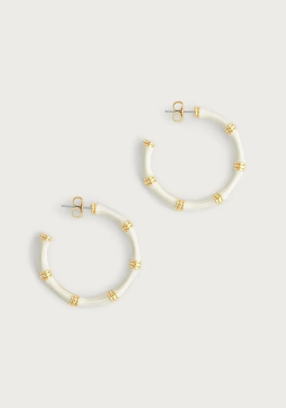Anabel Aram Bamboo Enameled Hoop Earrings