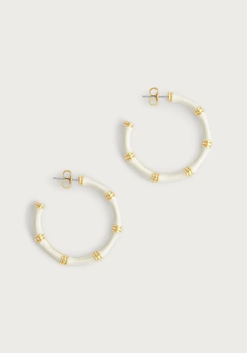 Anabel Aram Bamboo Enameled Hoop Earrings