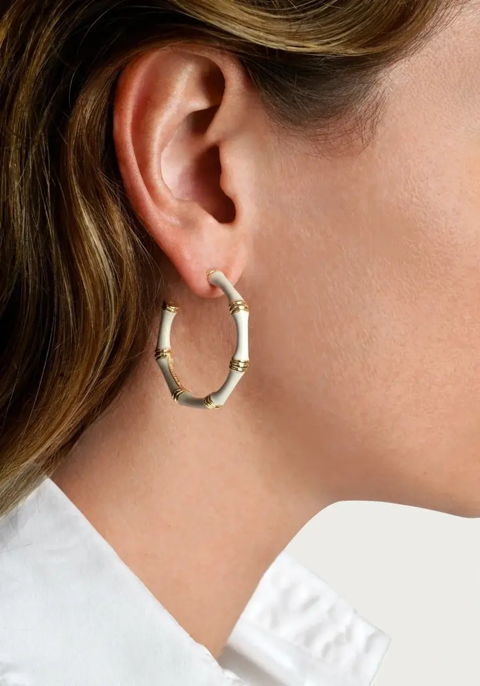 Anabel Aram Bamboo Enameled Hoop Earrings