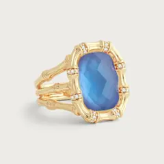 Anabel Aram Bamboo With Stone Ring - Gemstones
