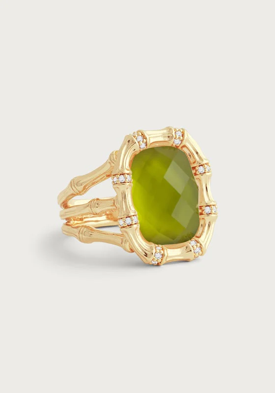 Anabel Aram Bamboo With Stone Ring - Gemstones