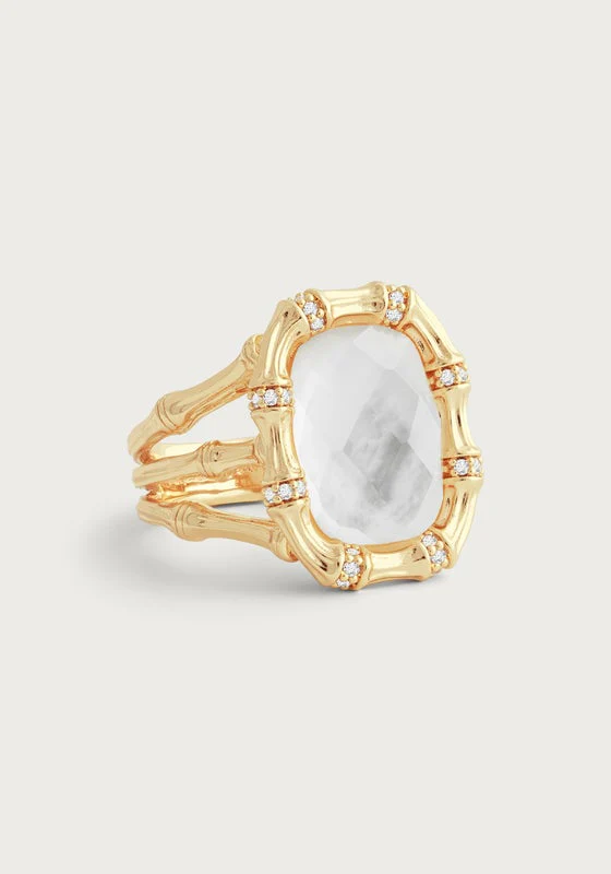 Anabel Aram Bamboo With Stone Ring - Gemstones