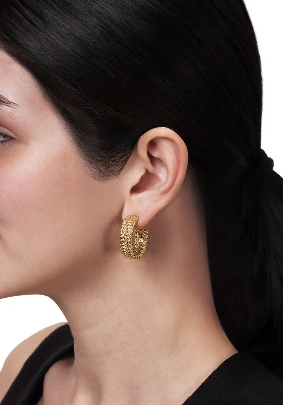 Anabel Aram Chaval Braided Hoops Gold