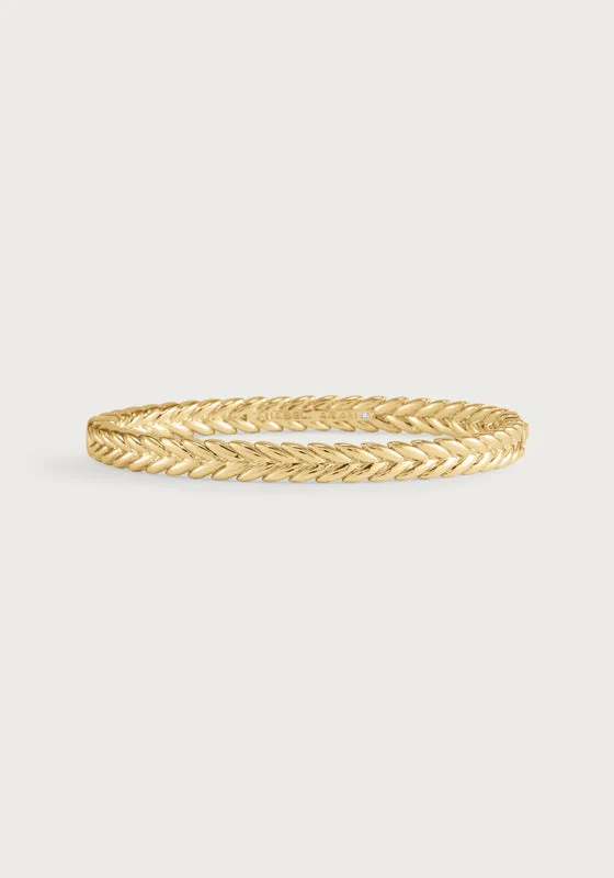 Anabel Aram Cheval Braid Hinged Bangle Gold Thin