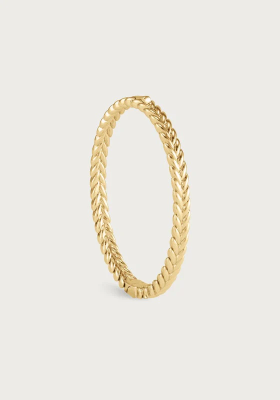 Anabel Aram Cheval Braid Hinged Bangle Gold Thin
