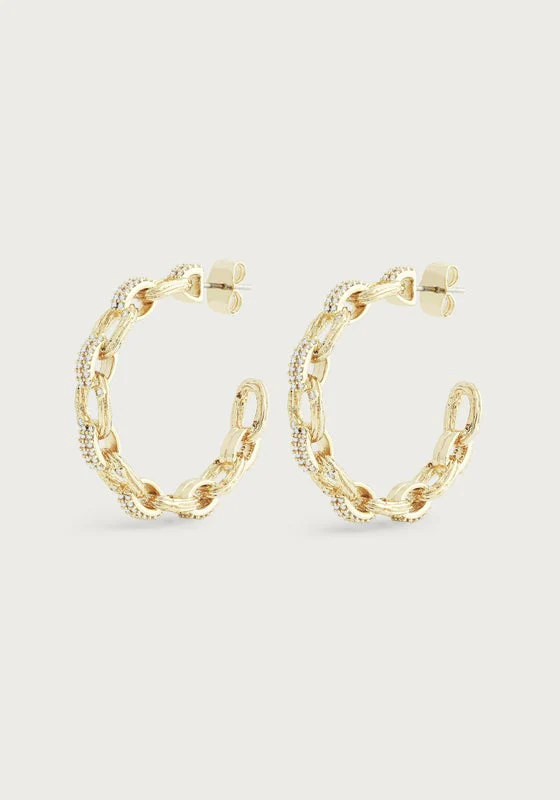 Anabel Aram Enchanted Forest Chain Hoop Gold Earrings