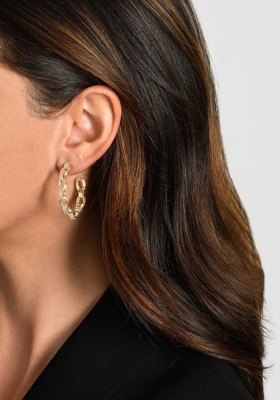 Anabel Aram Enchanted Forest Chain Hoop Gold Earrings