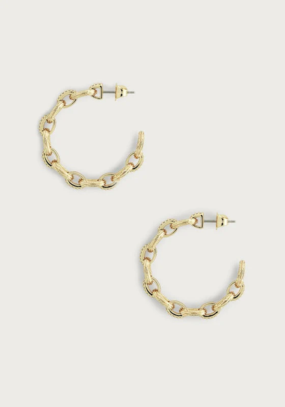 Anabel Aram Enchanted Forest Chain Hoop Gold Earrings