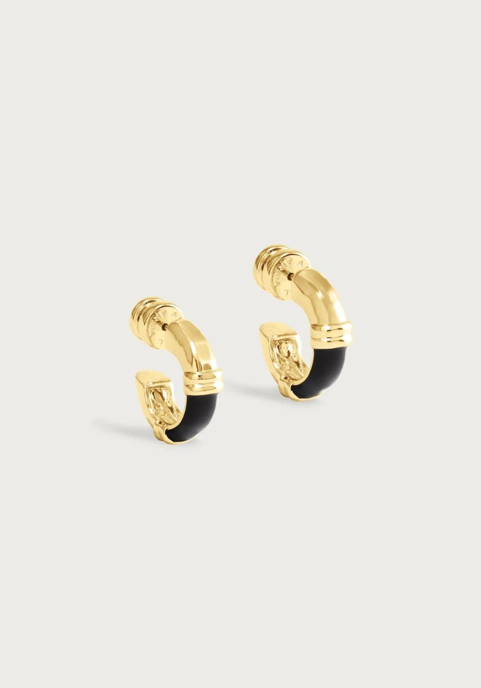Anabel Aram Forza Huggie Hoop Earrings Black