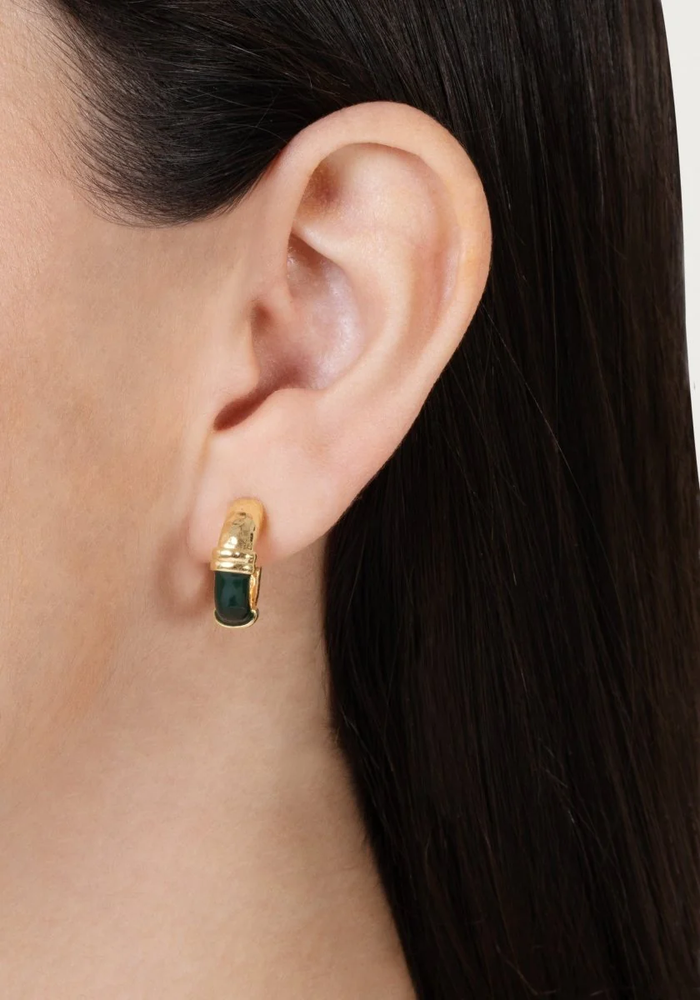 Anabel Aram Forza Huggie Hoop Earrings Black