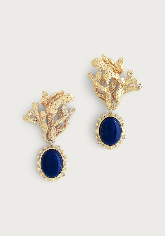 Anabel Aram Kelp with Lapis Drop Earrings Gold