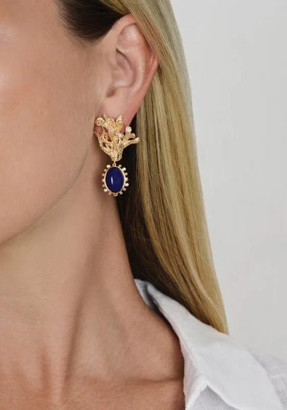 Anabel Aram Kelp with Lapis Drop Earrings Gold