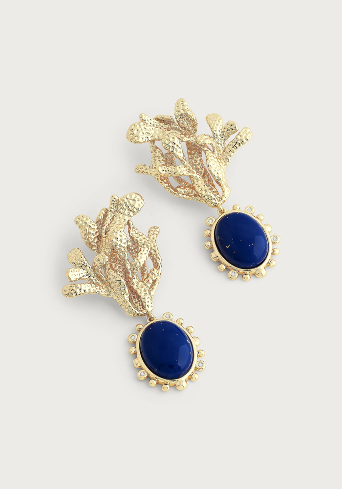 Anabel Aram Kelp with Lapis Drop Earrings Gold