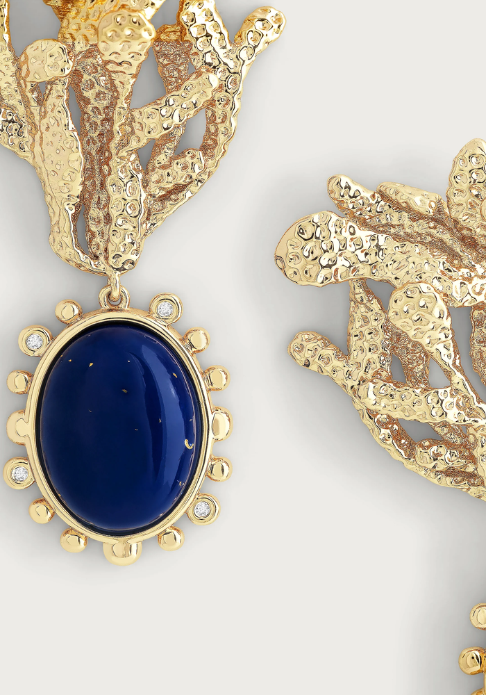 Anabel Aram Kelp with Lapis Drop Earrings Gold