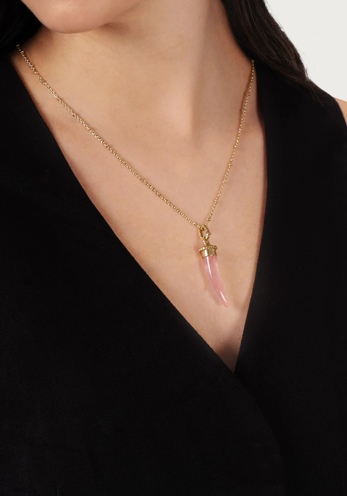 Anabel Aram Milos Stone Horn Charm Rose Quartz