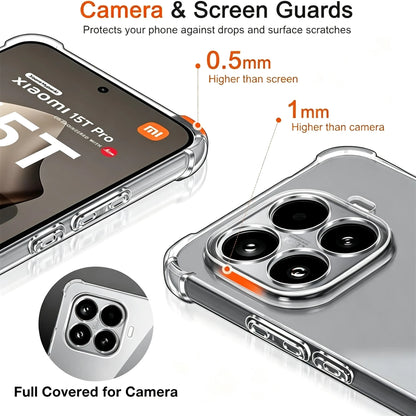 Anti-Drop Full Coverage Transparent TPU Gel Rubber Ultra-Thin Durable Soft Shockproof Scratch-Resistant Protective Case Compatible With Xiaomi 17 T/17 T Pro Phone Camera Protection Phone Protective Co