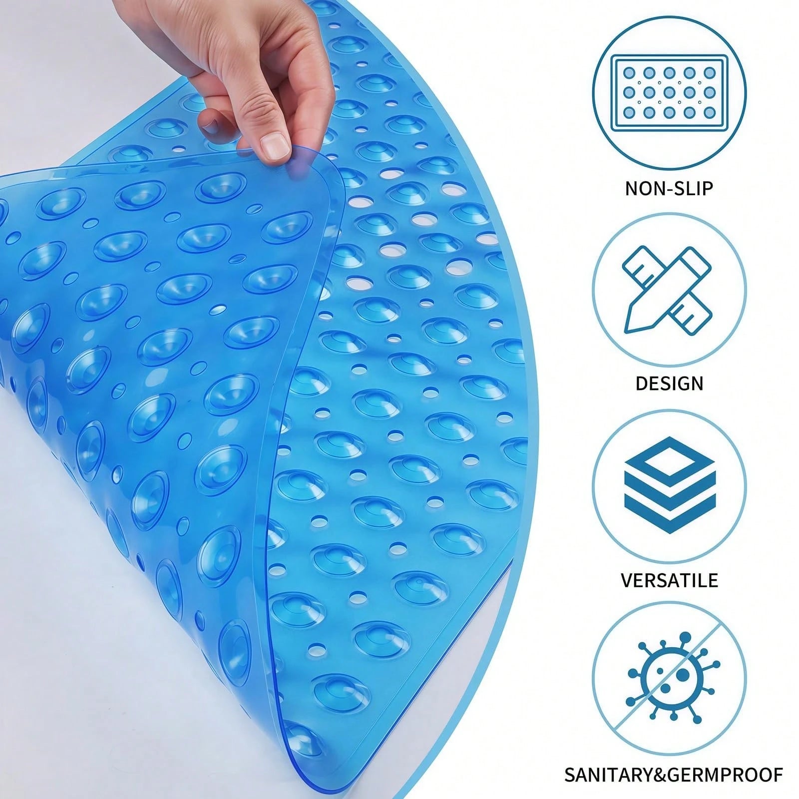 Anti-Slip Bath Mat With 200 Strong Suction Cups And Drainage Holes; 40 X 16-Inch Extra-Long Shower Mat; Mold-Resistant; Bathroom Mat Suitable For Bathtubs; 200 Strong Suction Cups And Drainage Holes