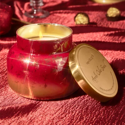 Apple Cider Social Glimmer Signature Jar Candle  Red/Gold 19 0z