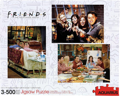 Aquarius Friends TV Show 3 X 500 Piece Jigsaw Puzzle Set – Iconic Scenes, Premium Quality, Family Game Night, 90s Nostalgia Collectible, Perfect Gift For Friends Fans