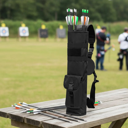 Archery Lightweight Back Arrow Quiver Holder Archery Bag Shoulder Hanged Adjustable With Molle System Front Pocket For Shooting Target Practice Hunting