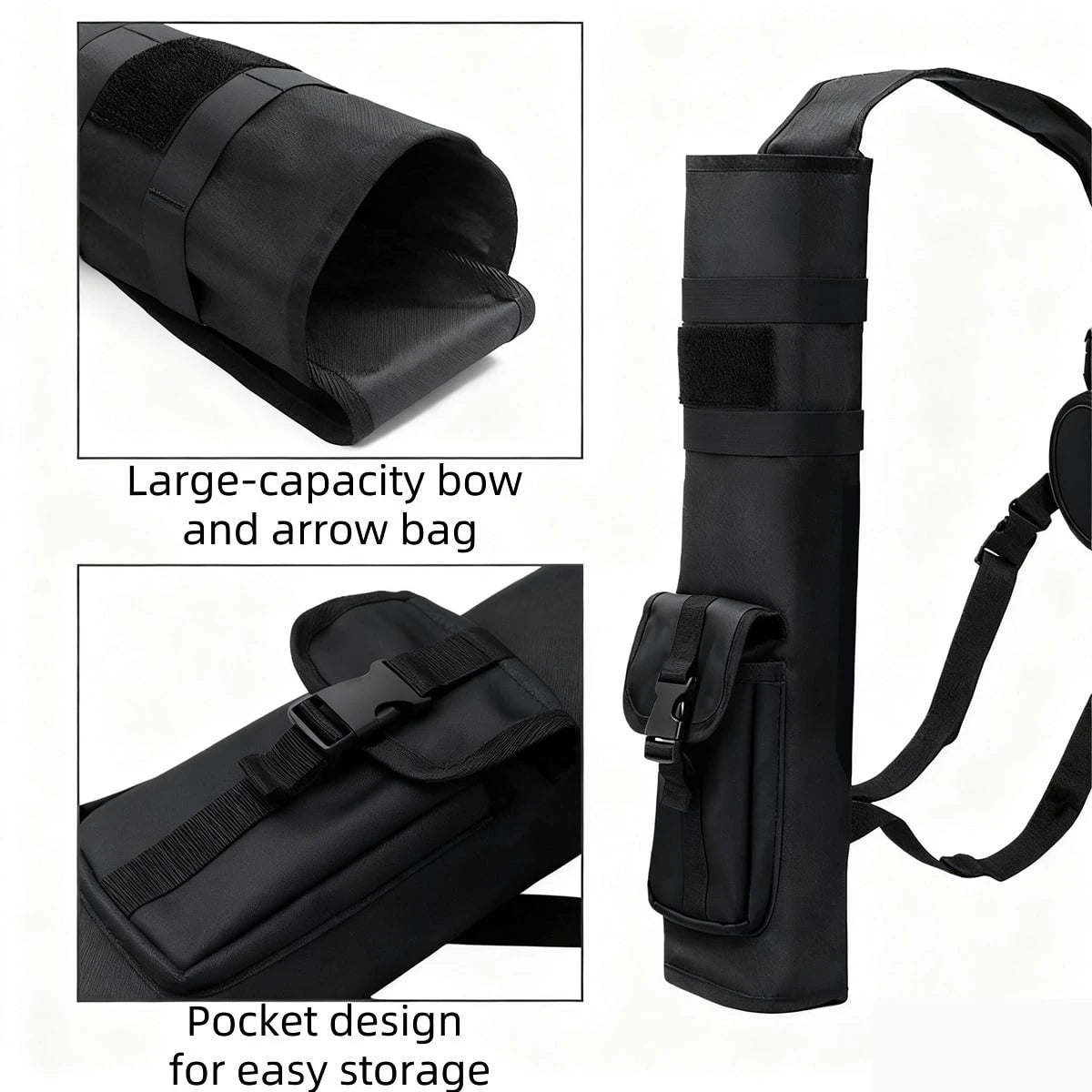 Archery Lightweight Back Arrow Quiver Holder Archery Bag Shoulder Hanged Adjustable With Molle System Front Pocket For Shooting Target Practice Hunting