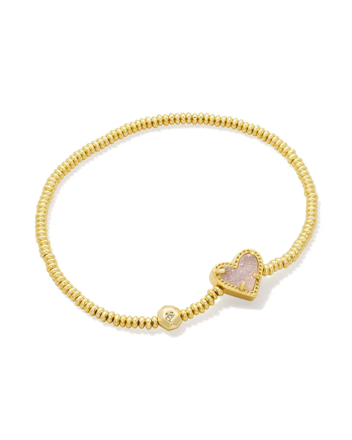 Ari Heart Stretch Bracelet Iridescent Drusy Gold