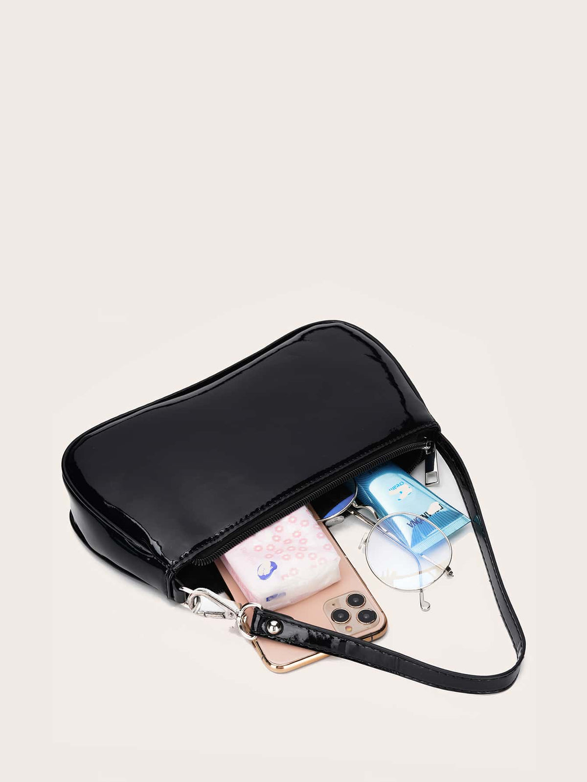 Artificial Patent Leather Bag For Teen Girls Women College Students,Rookies & White-Collar Workers Perfect For Office,College,Work,Business,Commute