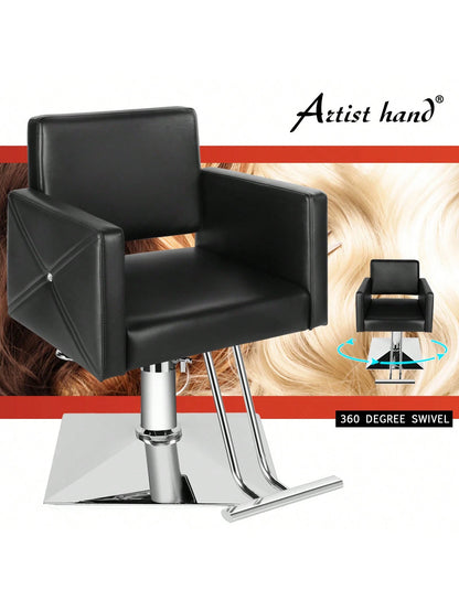 Artist hand Salon Black Chair| Hair Stylist, Women, Man| Heavy Duty Hydraulic Pump, 360 Degrees Rolling Swivel, Spa Beauty Equipment| Max Load Weight 330 Lbs