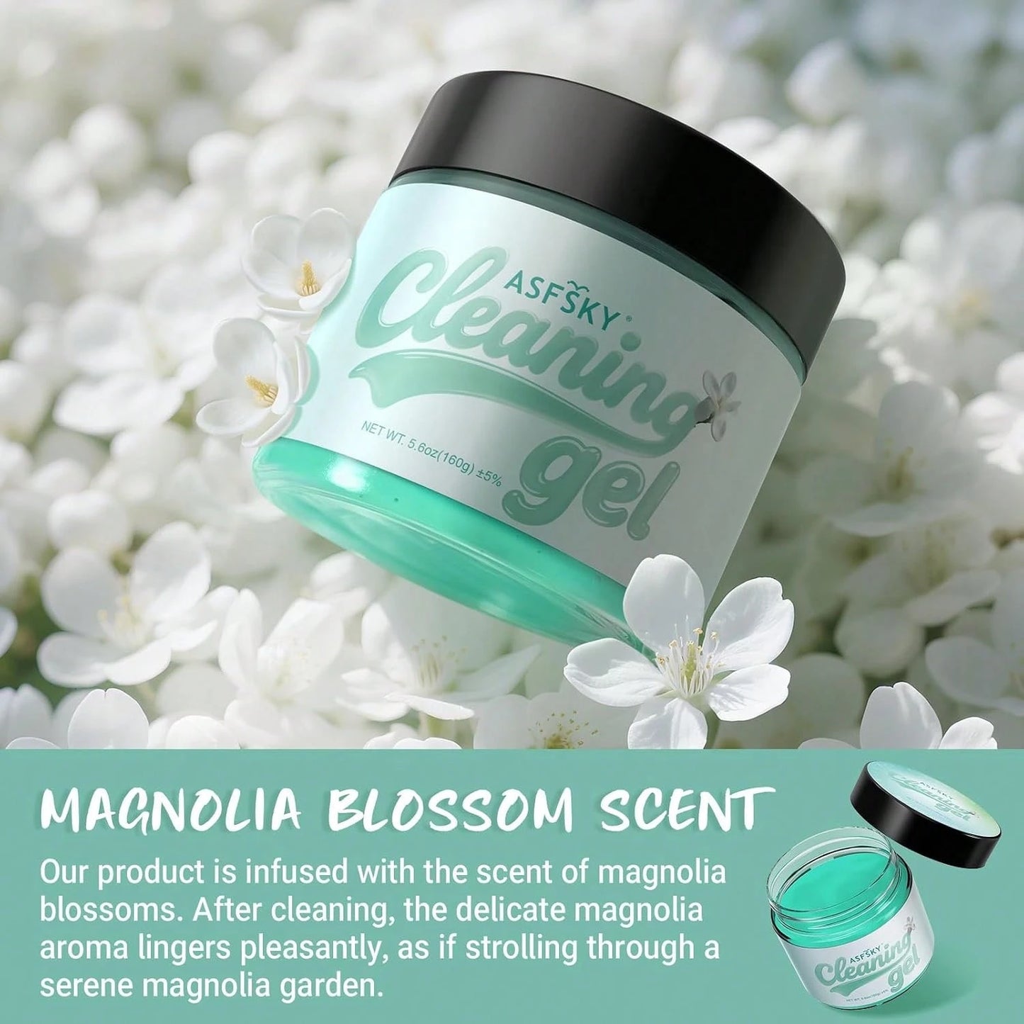 ASFSKY Car Cleaning Gel (Green,Magnolia) Cleaning Putty Universal Dust Cleaning Car Interior Cleaner Keyboard Dust Remover Car Slime Gifts For Women